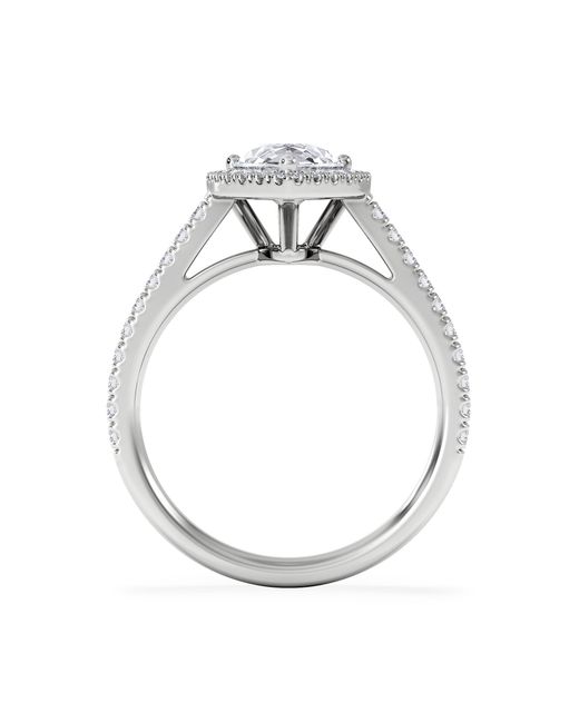 The Diamond Store White Diana Lab Diamond Pear Halo Engagement Ring 18Kw 2.10Ct F/Vs1