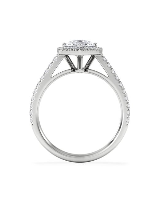 The Diamond Store White Diana Lab Diamond Pear Halo Engagement Ring 2.10Ct F/Vs1