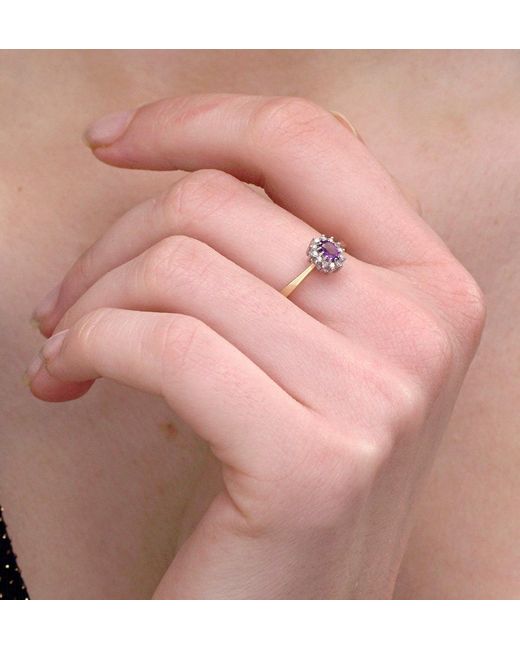 The Diamond Store Metallic Amethsyt 0.15Ct And Diamond 9K Ring