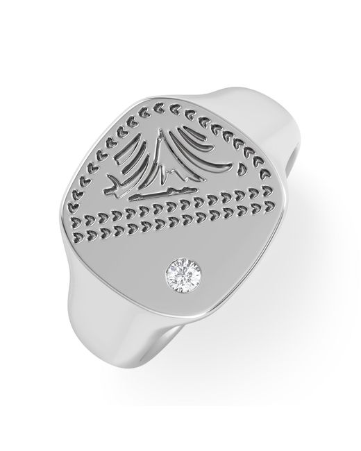 The Diamond Store Metallic Crest 0.03Ct Lab Diamond Square Signet Ring for men