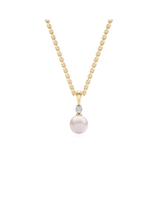 The Diamond Store Metallic Eden 7.5Mm Round Pearl And Lab Diamond Solitaire Pendant Necklace