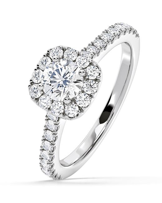 The Diamond Store Metallic Elizabeth Diamond Halo Engagement Ring 18K 1.00Ct G/Si2