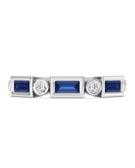 The Diamond Store Blue Forme 0.48Ct Baguette Cut Lab Sapphire 5 Stone Ring