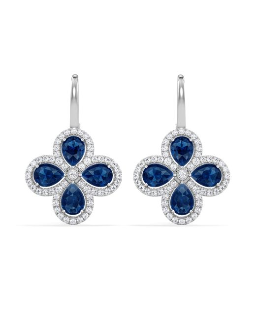 The Diamond Store Blue Bloom 4.75Ct Lab Sapphire And Lab Diamond Earrings