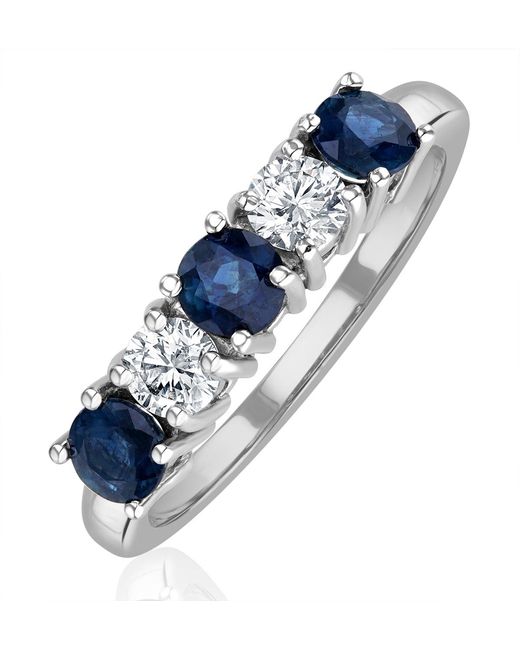 The Diamond Store Blue Sapphire 0.90Ct And Diamond Ring 0.40Ct 18K Ft26