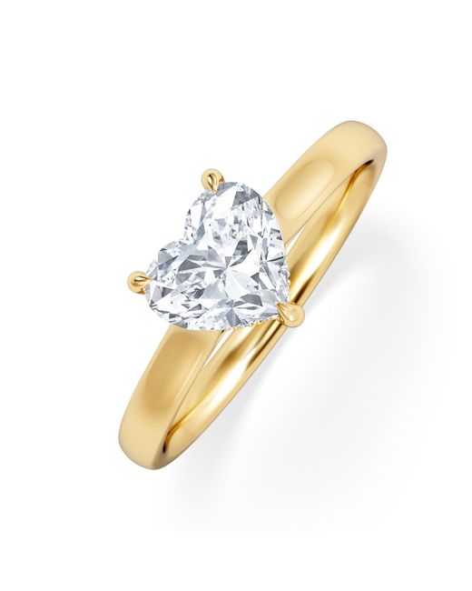 The Diamond Store Metallic Amora Heart 1.07Ct Hidden Halo Lab Diamond Engagement Ring F/Vs Set