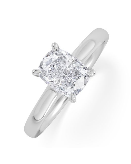 The Diamond Store White Amora 1.00Ct Elongated Cushion Cut Lab Diamond Hidden Halo Solitaire Engagement Ring