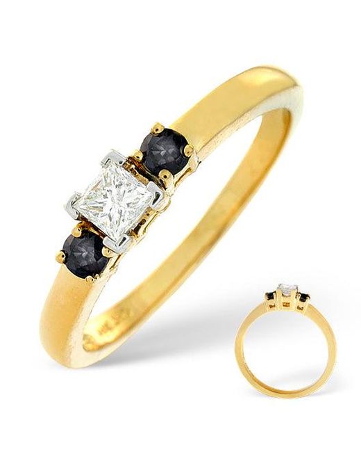 The Diamond Store Metallic Sapphire And 0.15Ct Lab Diamond Ring 18K