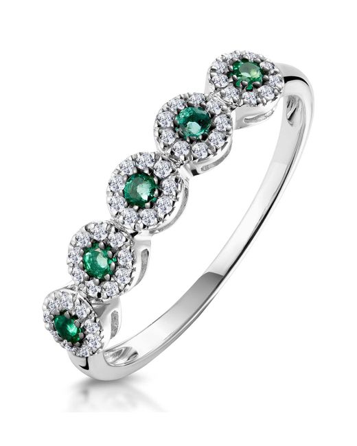 The Diamond Store Metallic Emerald And Halo Diamond Stellato Eternity Ring