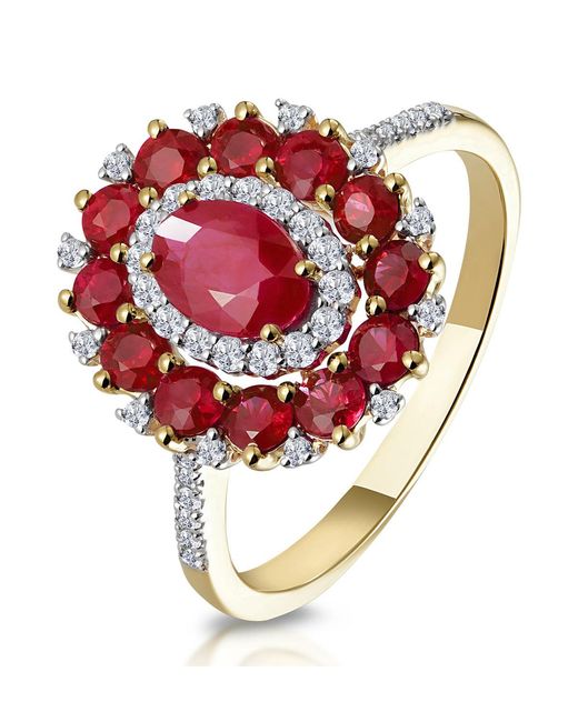 The Diamond Store Metallic 1.55Ct Ruby Asteria Collection Diamond Halo Ring
