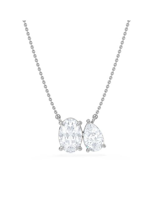 The Diamond Store Metallic Moi Et Toi Lab Diamond Oval 1.50Ct + Pear 1.50Ct Necklace