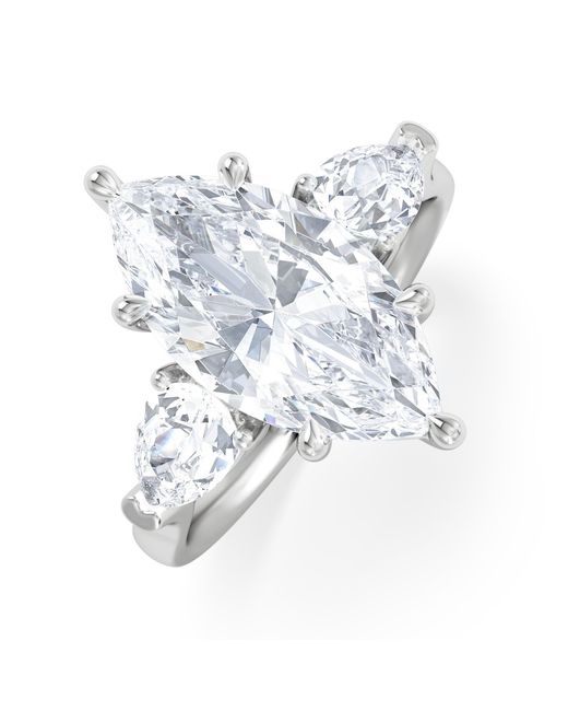 The Diamond Store White Adore 3.80Ct Marquise Cut Lab Diamond 3 Stone Engagement Ring