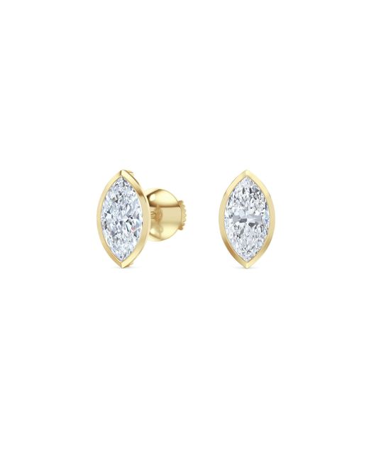 The Diamond Store Metallic Bezel Set 2.00Ct Marquise Cut Lab Diamond Stud Earrings