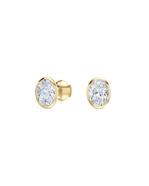 The Diamond Store Metallic Bezel Set 2.00Ct Oval Cut Lab Diamond Stud Earrings