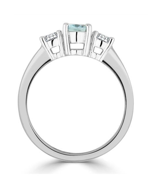 The Diamond Store Blue Aquamarine 0.70Ct And Lab Diamonds G/Vs 0.50Ct 18K Ring