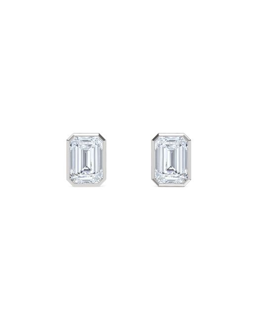 The Diamond Store Metallic Bezel Set 3.00Ct Emerald Cut Lab Diamond Stud Earrings