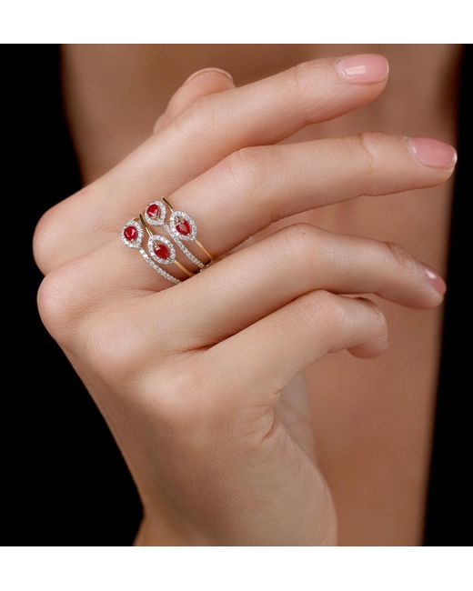 The Diamond Store Metallic Ruby And Lab Diamond Halo Statement Ring