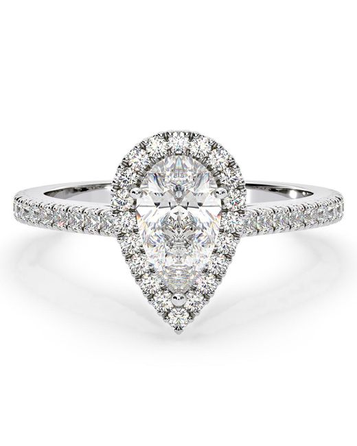 The Diamond Store White Diana Gia Diamond Pear Halo Engagement Ring 1.60Ct G/Si1
