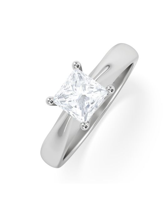 The Diamond Store White Naomi Princess Cut Lab Diamond Engagement Ring 1.00Ct H/Si
