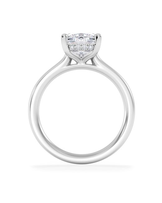The Diamond Store Blue Amora 3.00Ct Elongated Cushion Cut Lab Diamond Hidden Halo Solitaire Engagement Ring