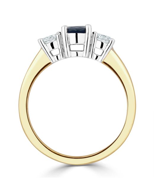 The Diamond Store Blue Sapphire 0.80Ct And Lab Diamonds G/Vs 0.50Ct 18K Ring Fet23-U
