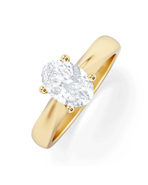 The Diamond Store Metallic Naomi Oval Cut Lab Diamond Engagement Ring 1.00Ct H/Si