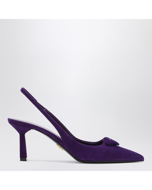 Prada Purple Suede Slingback Pumps