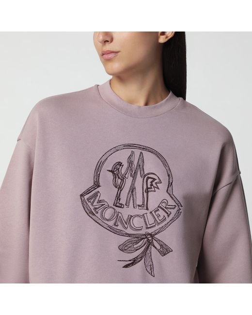Moncler Purple Cotton Sweatshirt With Embroidered Logo