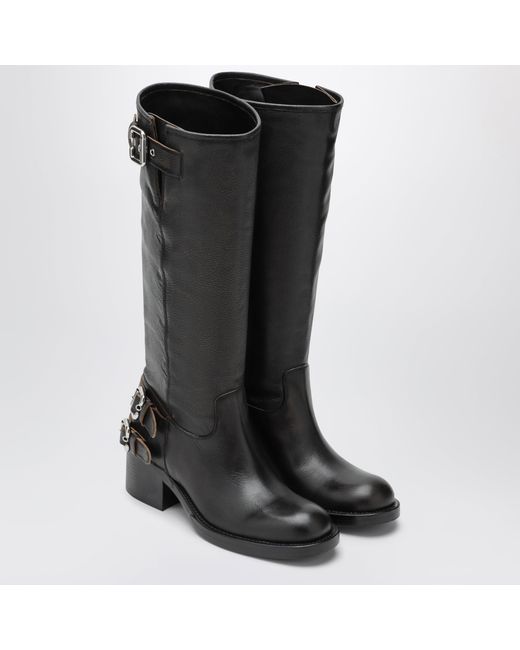 Chloé Black Dakota Knee-High Biker Boots