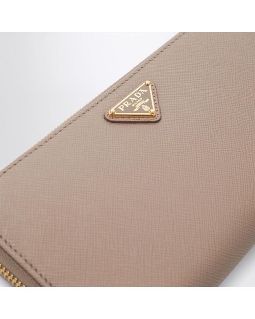 Prada Brown Powder And Zip Around Wallet