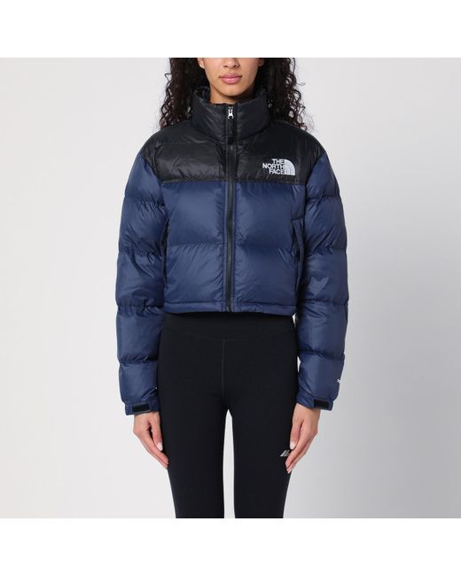 The North Face Blue Down Jacket Nuptse Cropped Black