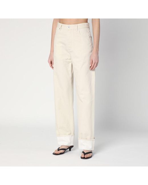 Jeans color meringa con risvolto di Bottega Veneta in Natural