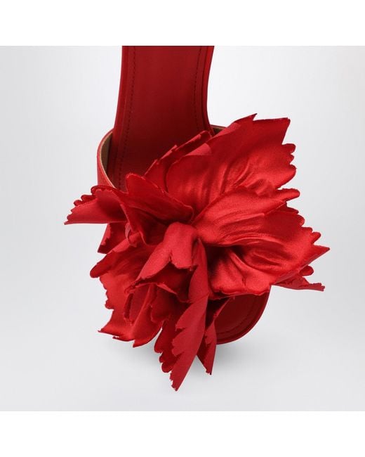 Ferragamo Red Satin Sandals With Flower