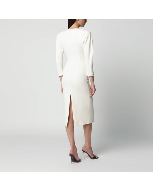 ANDAMANE White Milk Midi Dress With Rounded Shoulders