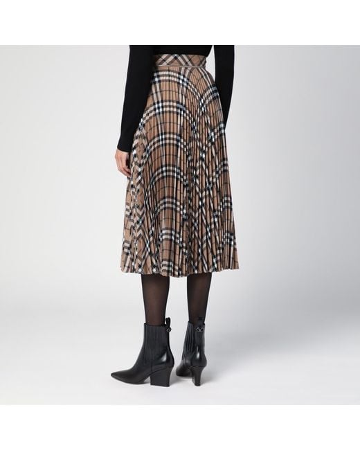 Burberry Black Check Pattern Pleated Skirt