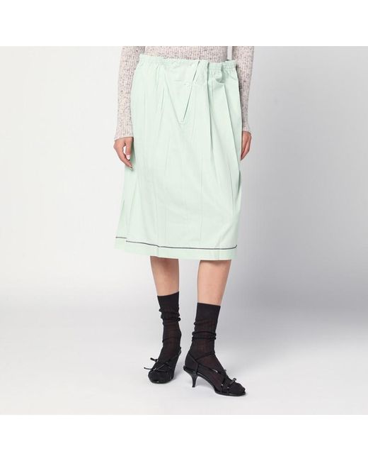 Prada White Aqua-Coloured Cotton Skirt