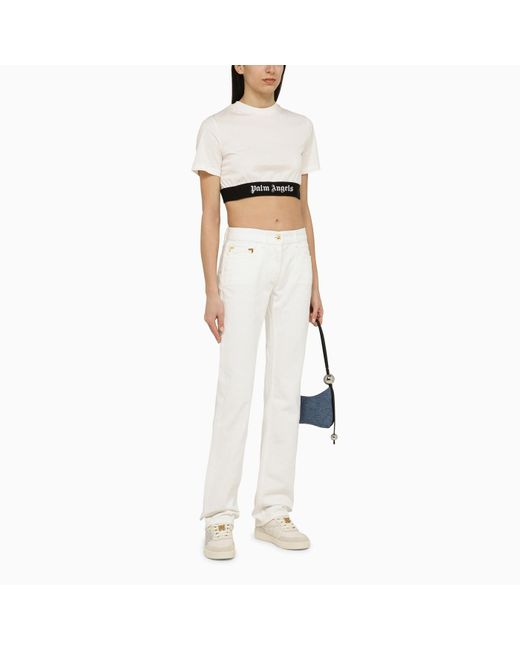 Palm Angels White Cotton Trousers