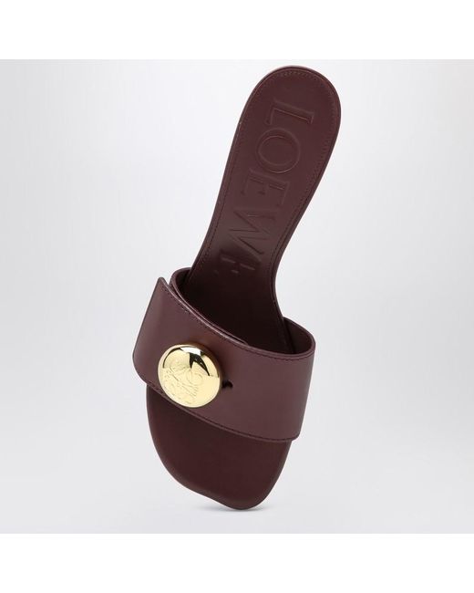 Slide pebble in pelle di vitello di Loewe in Brown