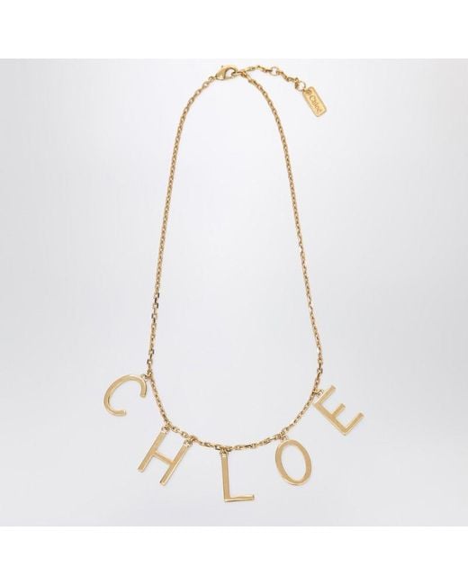 Collana letters in ottone vintage gold di Chloé in White