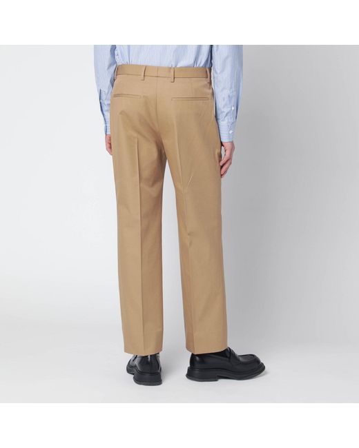 Gucci Natural Cotton Trousers With Web Detail for men
