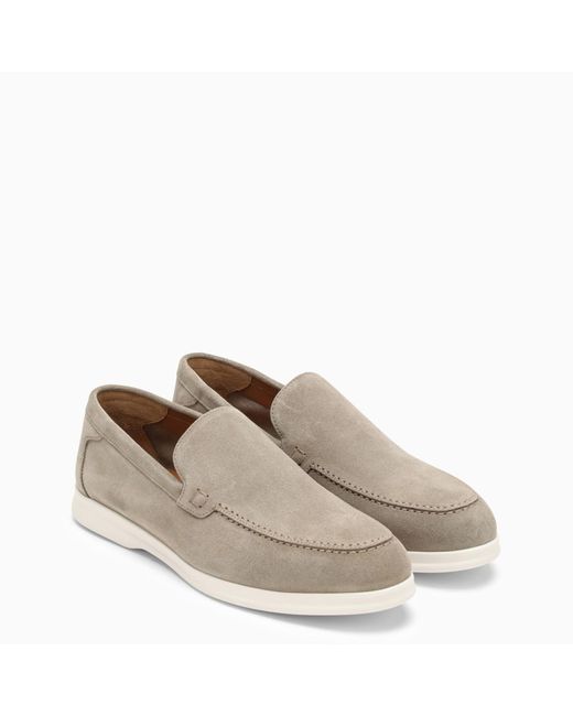 Doucal's Gray Light Grey Suede Moccasin for men