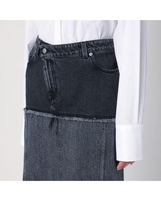 Jupe En Denim Bicolore Noire Alexander McQueen en coloris Blue