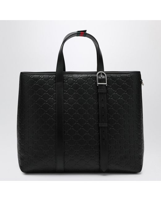 Gucci Black Large Gg Emblem Shopping Bag for men