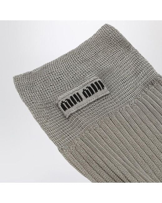 Miu Miu Gray Silk-Blend Socks
