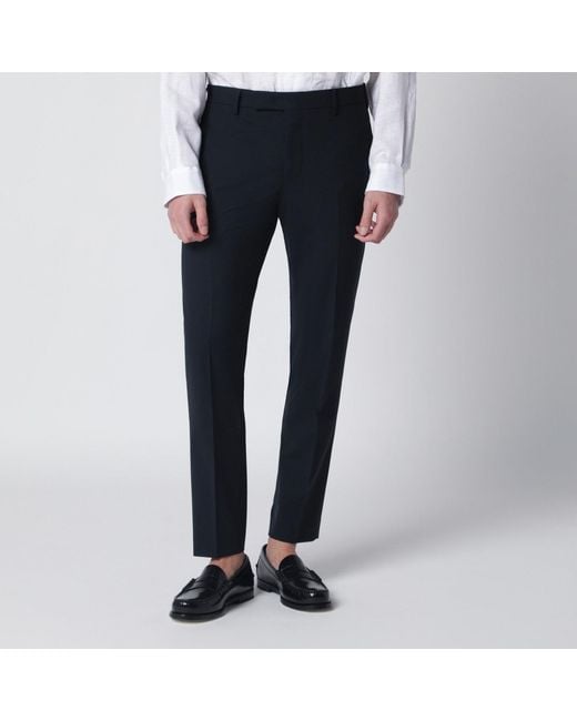 PT Torino Blue Wool Blend Trousers for men