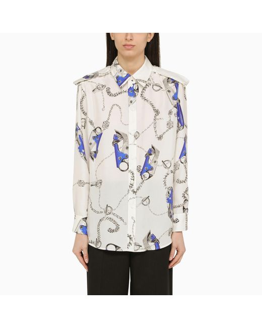 Burberry White Shirt With Silk Pattern