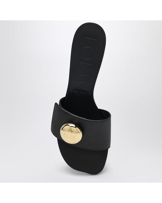 Slides Pebble En Cuir De Veau Souple Loewe en coloris Black