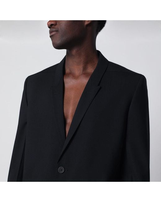 Rick Owens Black Single-Breasted Wool Jacket for men
