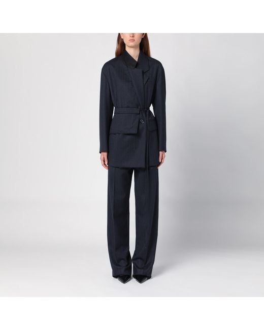 Bottega Veneta /blue Mélange Striped Wool Jacket
