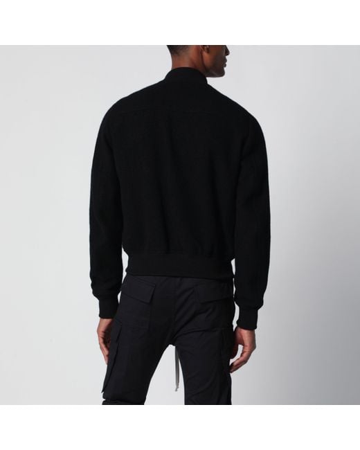 Rick Owens Black Virgin Wool Bomber Jacket With Zip for men